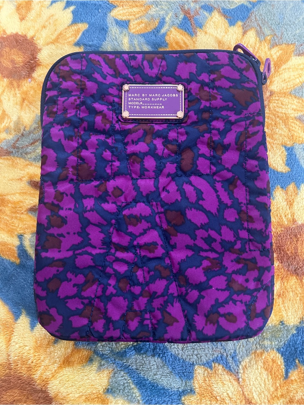 Marc by Marc Jacobs Purple and Black Quilted Leopard Tablet Sleeve